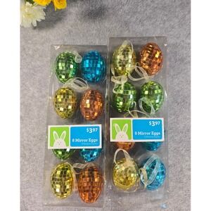 Walmart 16 Mirror Egg Ornaments Easter Disco Ball Mosaic Multi Color Spring Deco